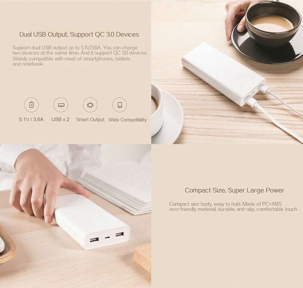 Xiaomi Mi PowerBank 2C 20000mAh Power banka externí baterie 3